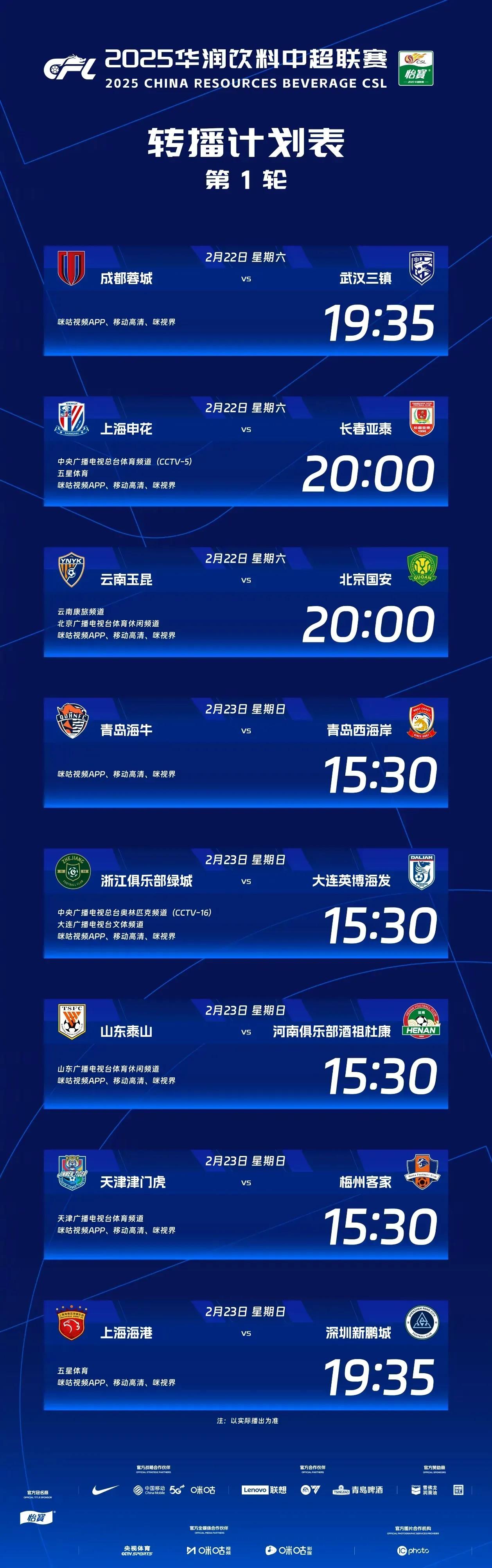 中超球队实力悬殊，胜负难以预测
